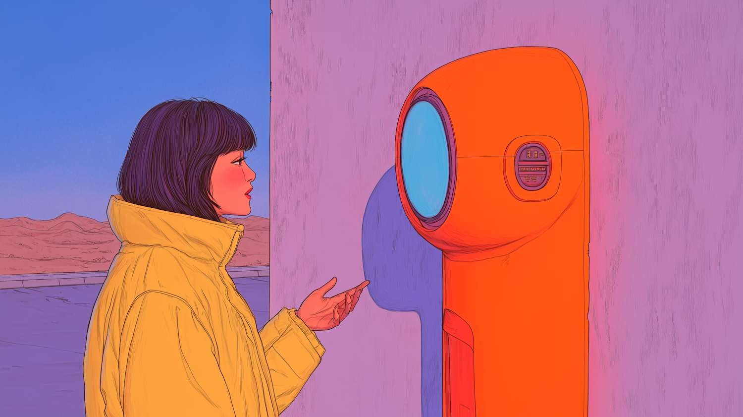 A person interacting with a smart device that processes data locally, while also showing subtle visual cues of connection to a larger cloud network, representing a hybrid architecture.