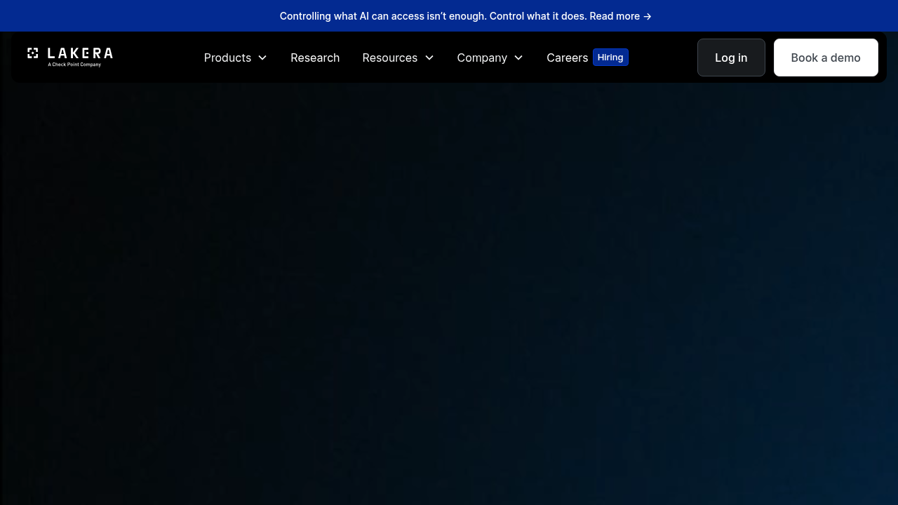 A screenshot of the Lakera AI website, a resource discussing the technical roots and causes of hallucinations in large language models.