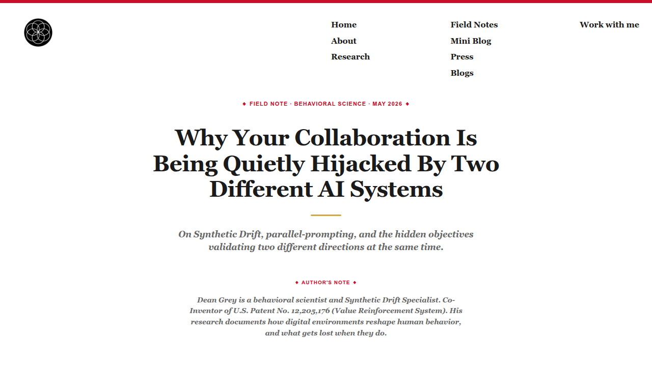 Screenshot of a blog post discussing how AI systems can subtly influence user choices and collaboration.